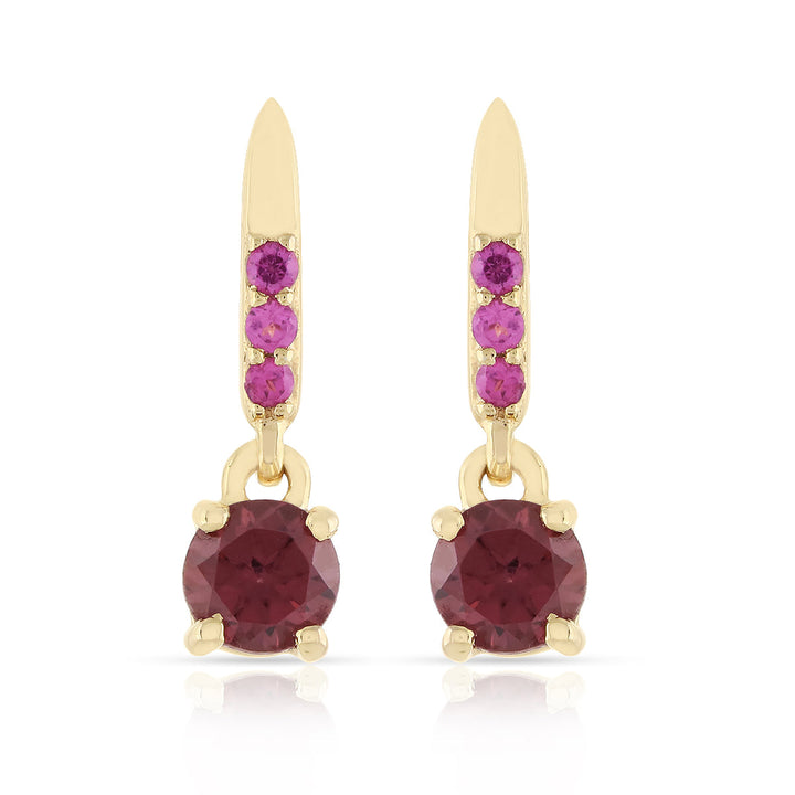 Pink Zircon and Rhodolite Garnet Silver Drop Earrings