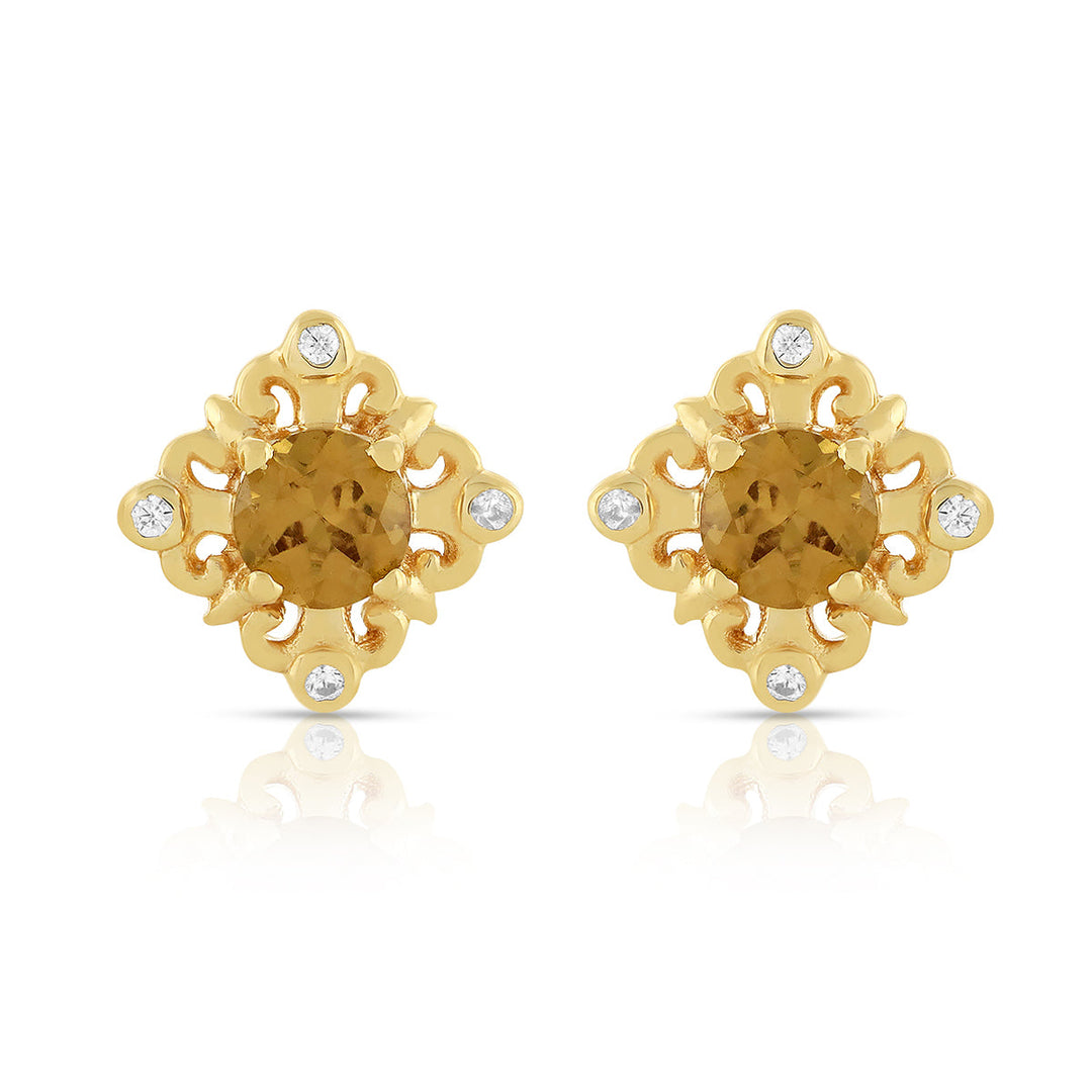 Canary Zircon Silver Stud Earrings