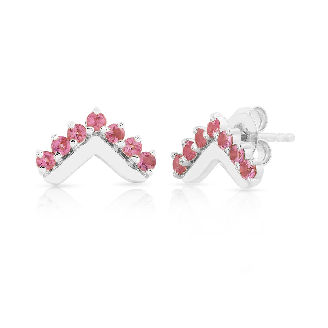 Pink Tourmaline Silver Stud Earrings