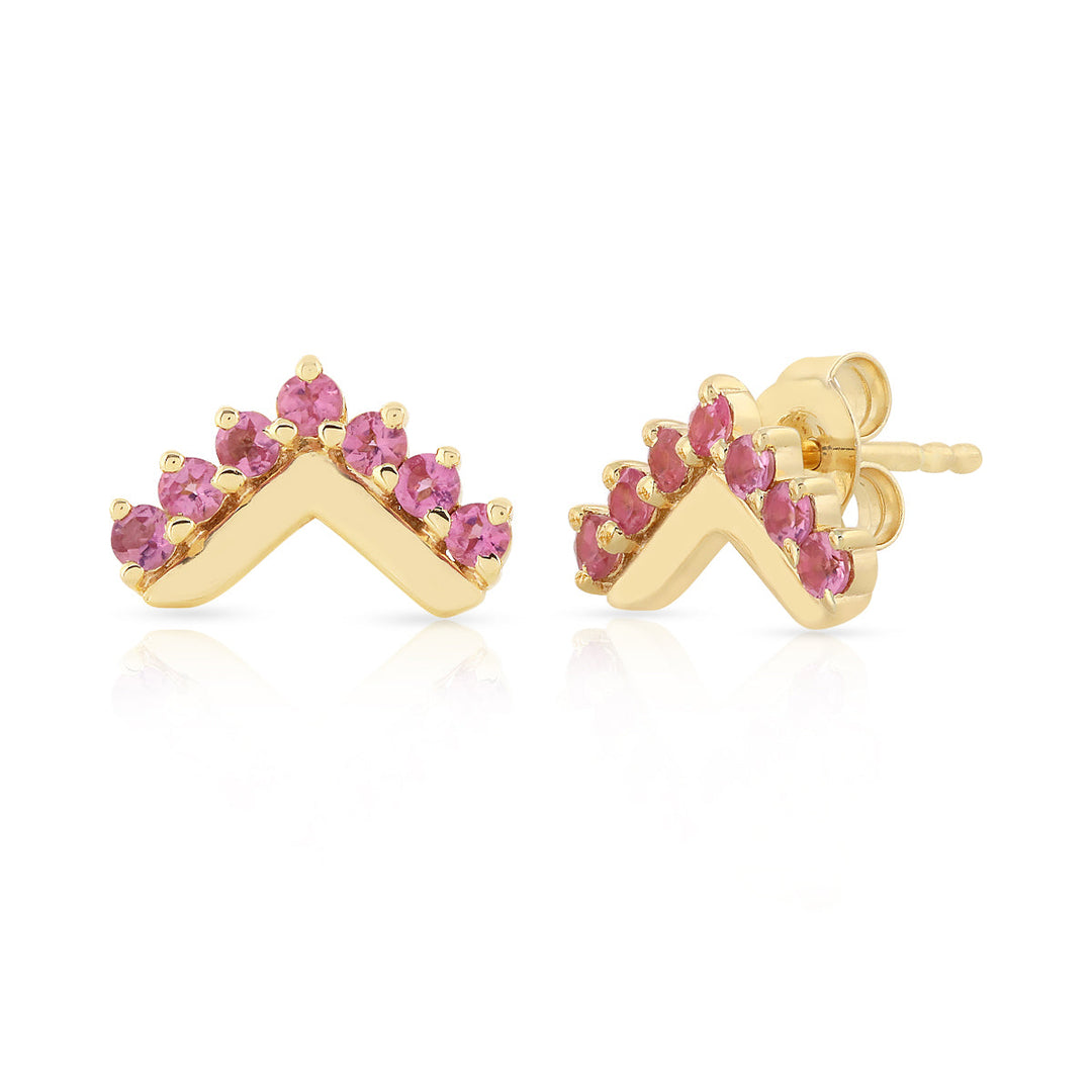 Pink Tourmaline Silver Stud Earrings