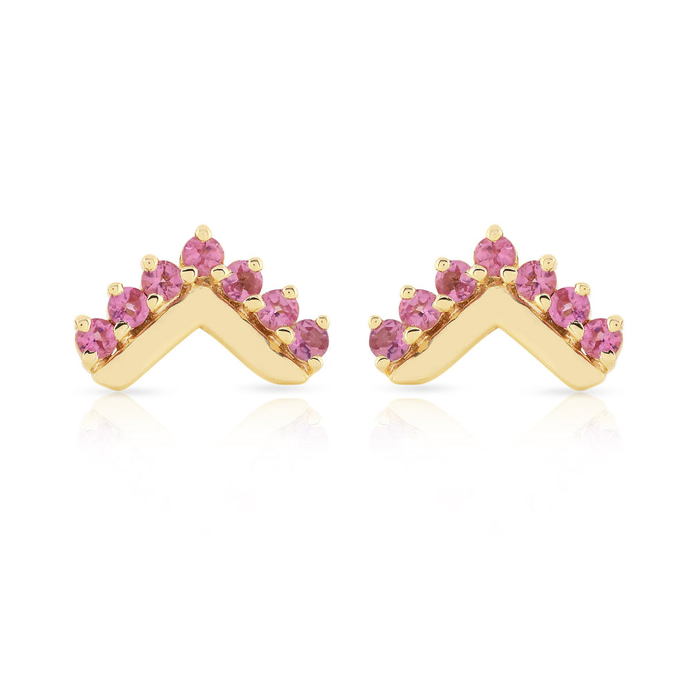 Pink Tourmaline Silver Stud Earrings