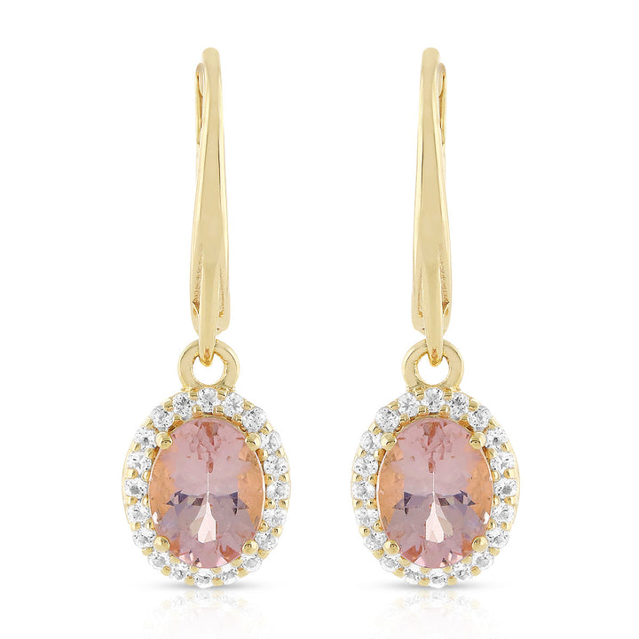 Morganite and White Topaz Silver Dangle Earrings