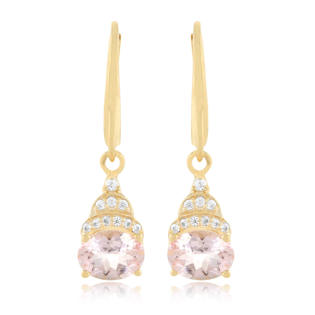 Morganite and Zircon Silver Dangle Earrings