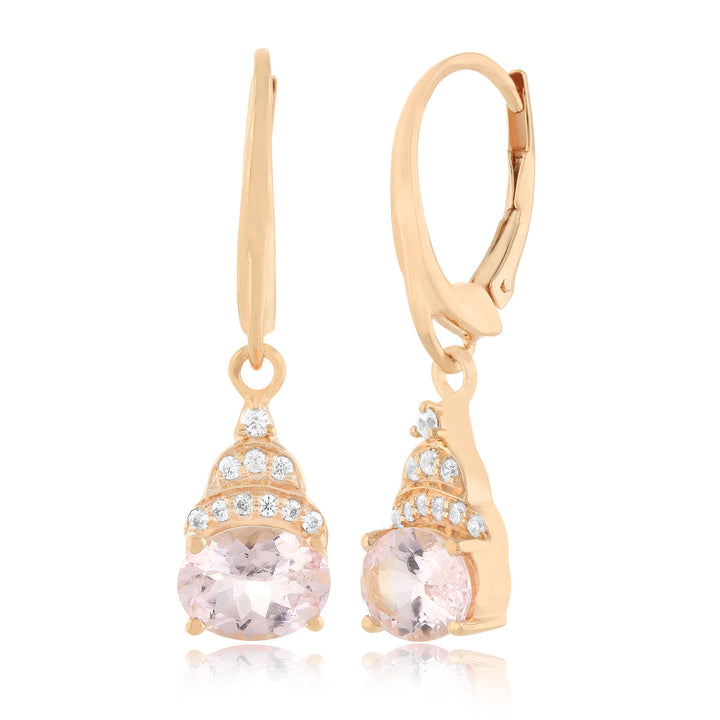 Morganite and Zircon Silver Dangle Earrings