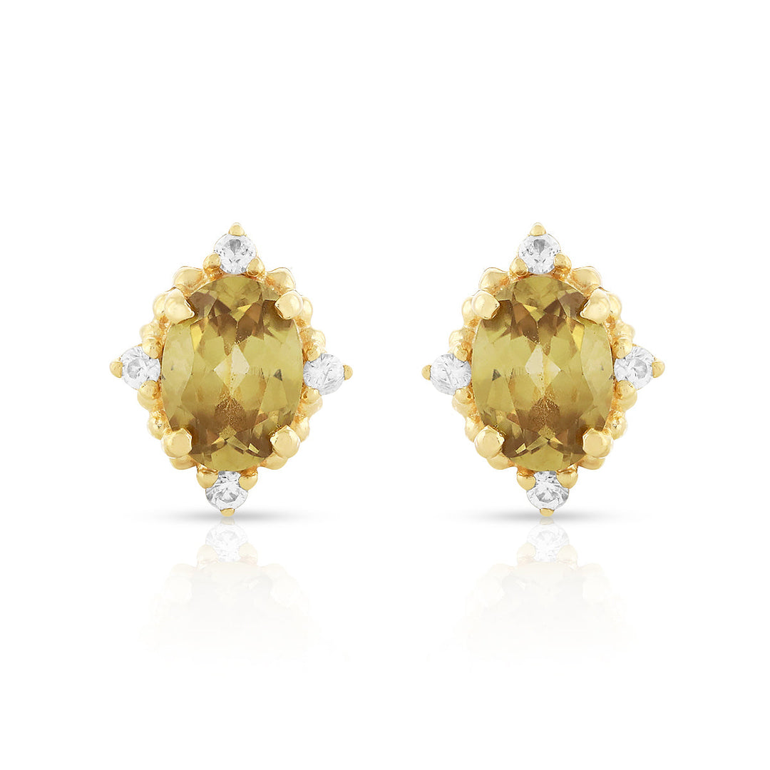 Canary Zircon with Accent Silver Stud Earrings