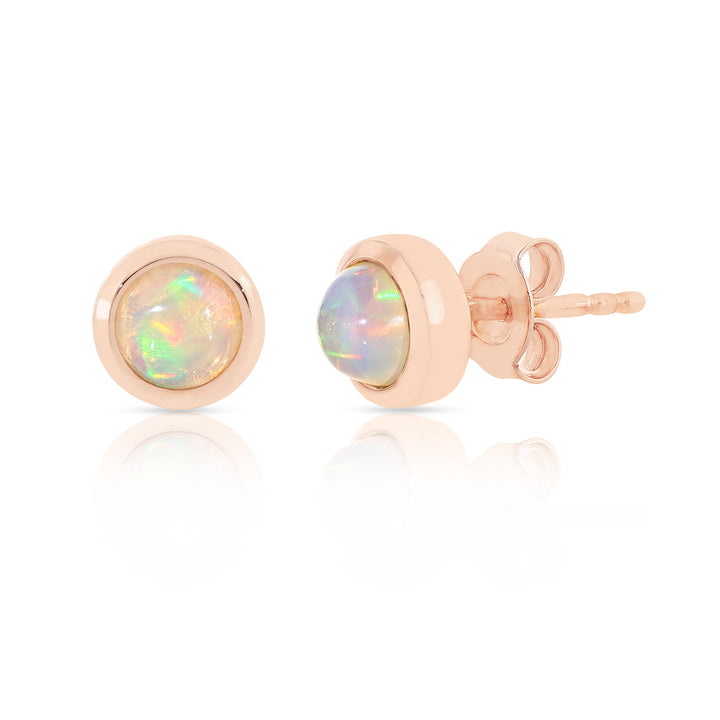 Ethiopian Opal Silver Stud Earrings