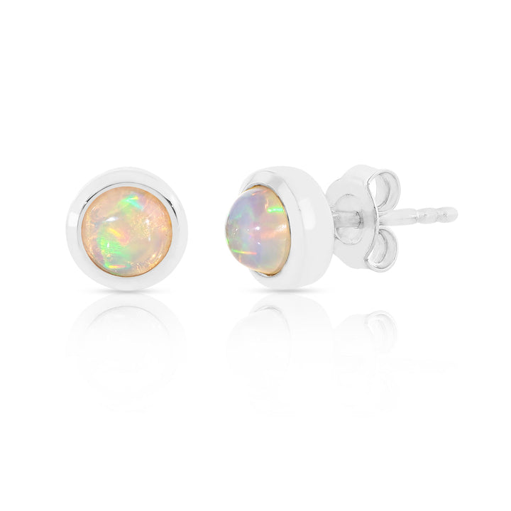 Ethiopian Opal Silver Stud Earrings