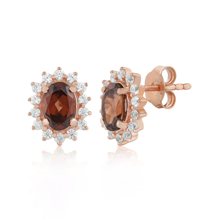 Champagne Zircon Halo Silver Stud Earrings