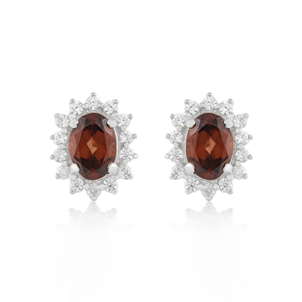 Champagne Zircon Halo Silver Stud Earrings