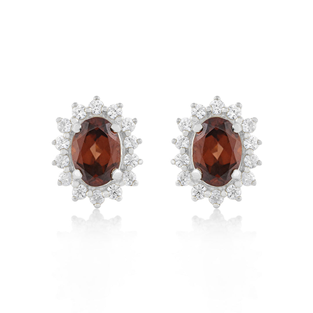 Champagne Zircon Halo Silver Stud Earrings