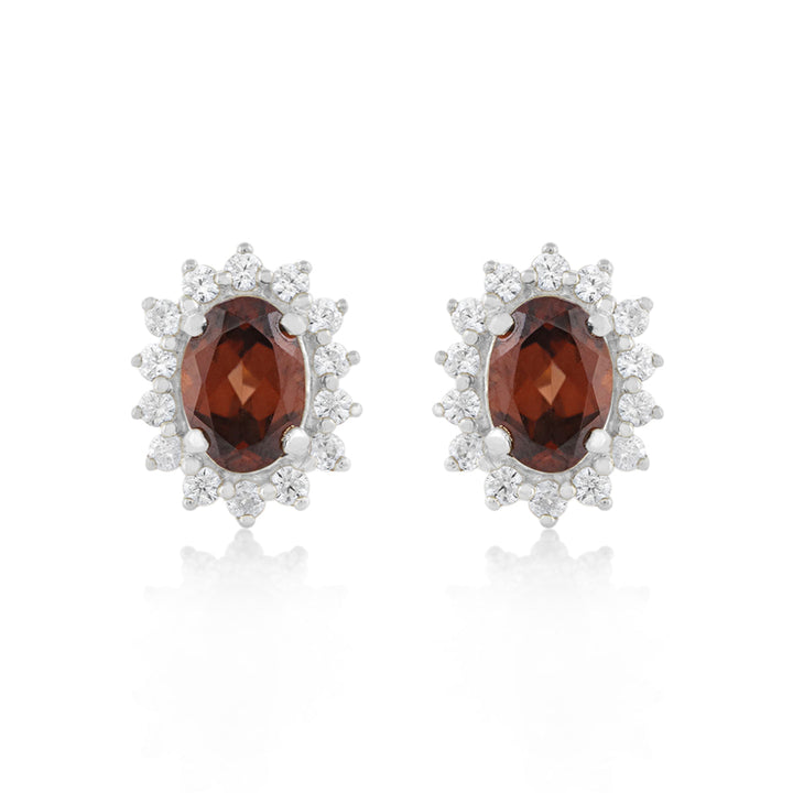 Champagne Zircon Halo Silver Stud Earrings