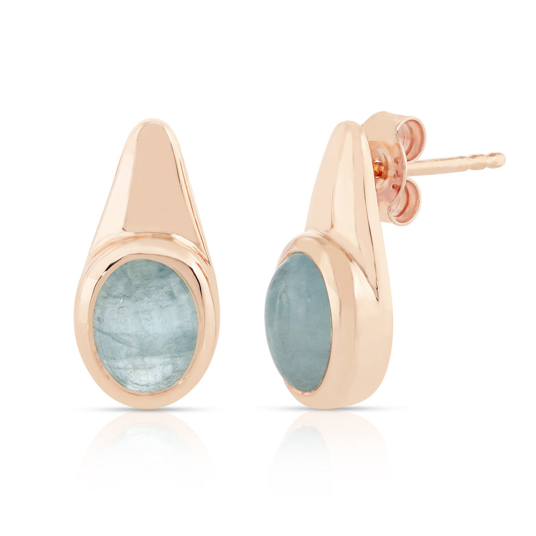 Aquamarine Silver Stud Earrings