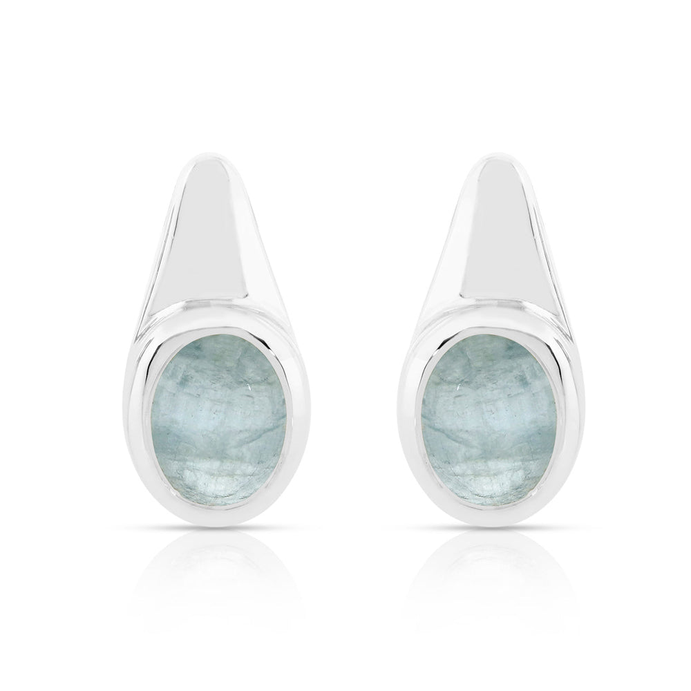 Aquamarine Silver Stud Earrings