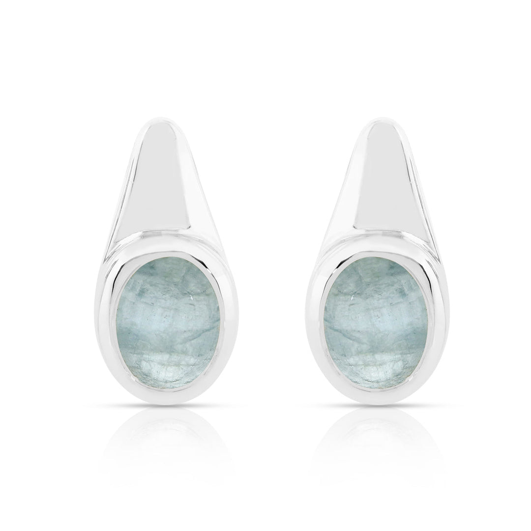 Aquamarine Silver Stud Earrings