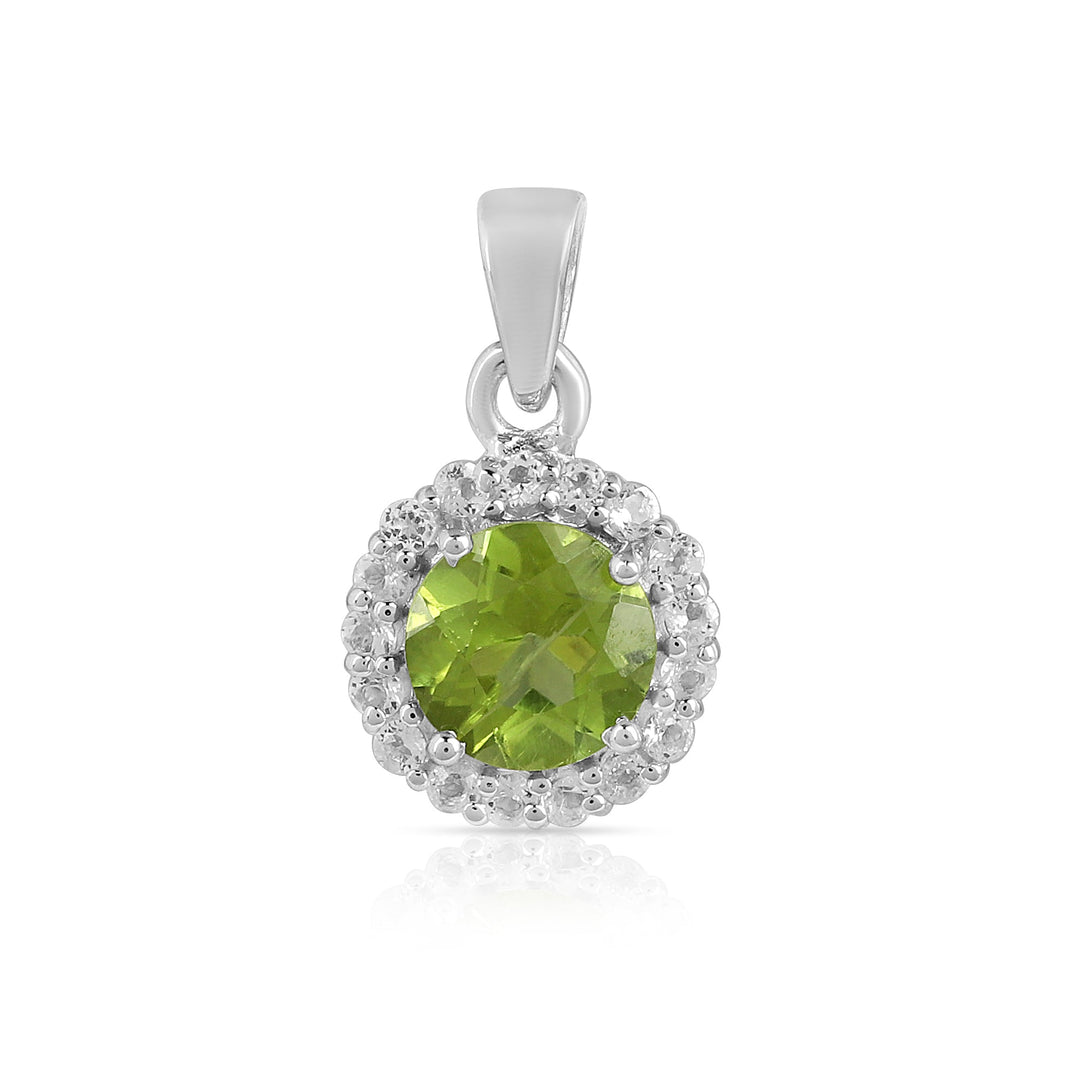 Peridot and Topaz Halo Silver Pendant