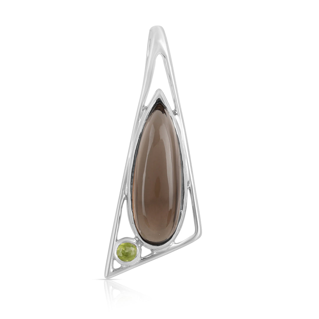 Smoky Quartz and Peridot Silver Pendant