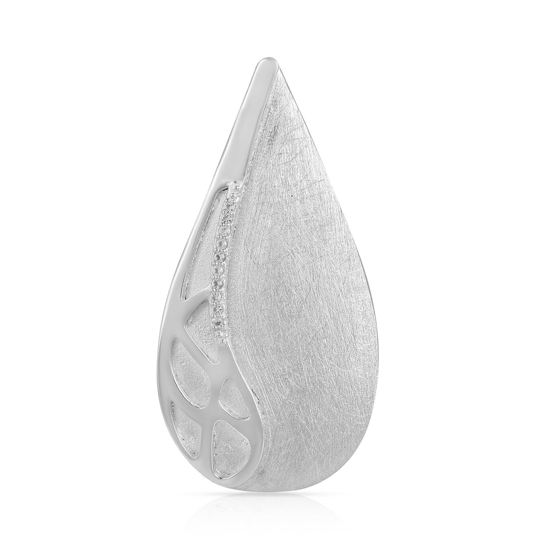 White Topaz Silver Teardrop Pendant