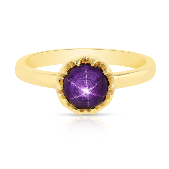 Purple Star Ruby Silver Ring