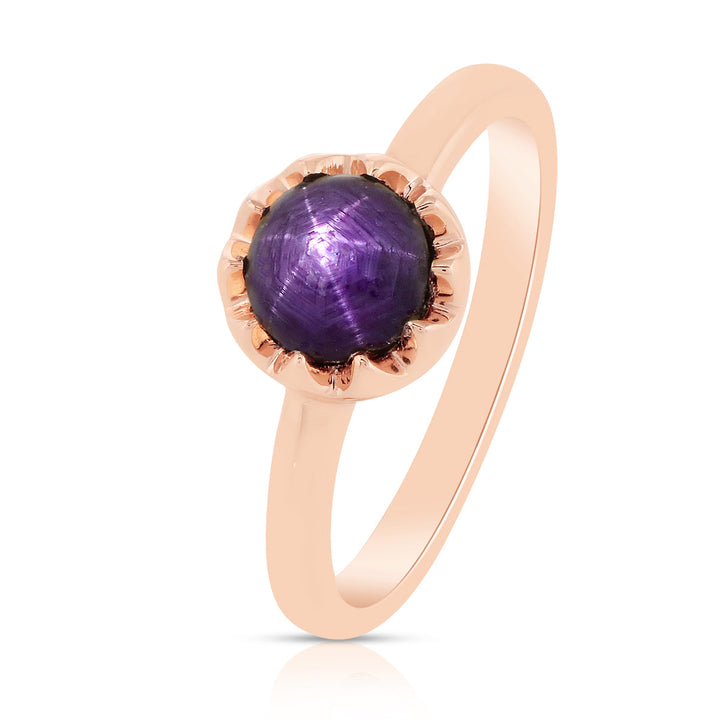 Purple Star Ruby Silver Ring