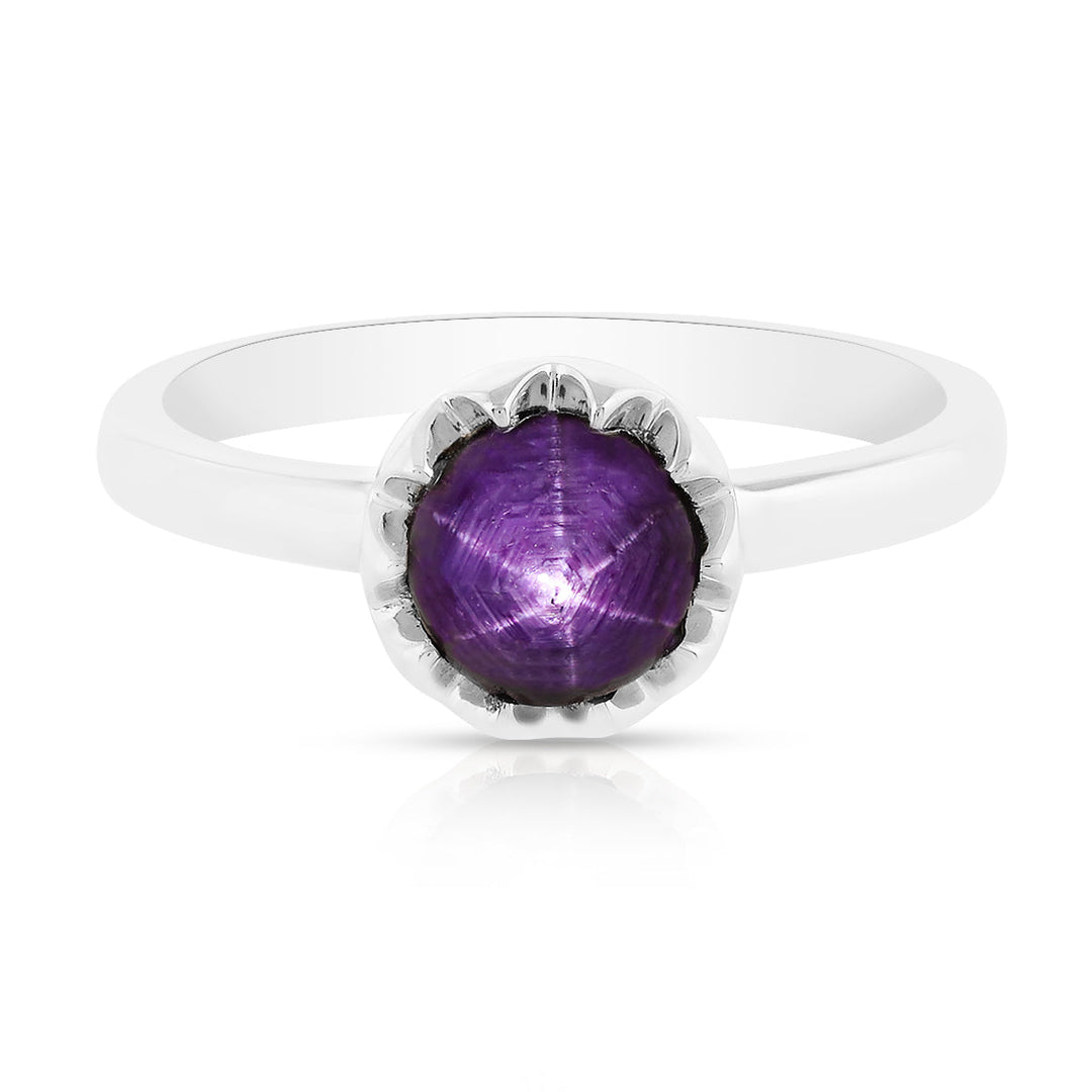 Purple Star Ruby Silver Ring