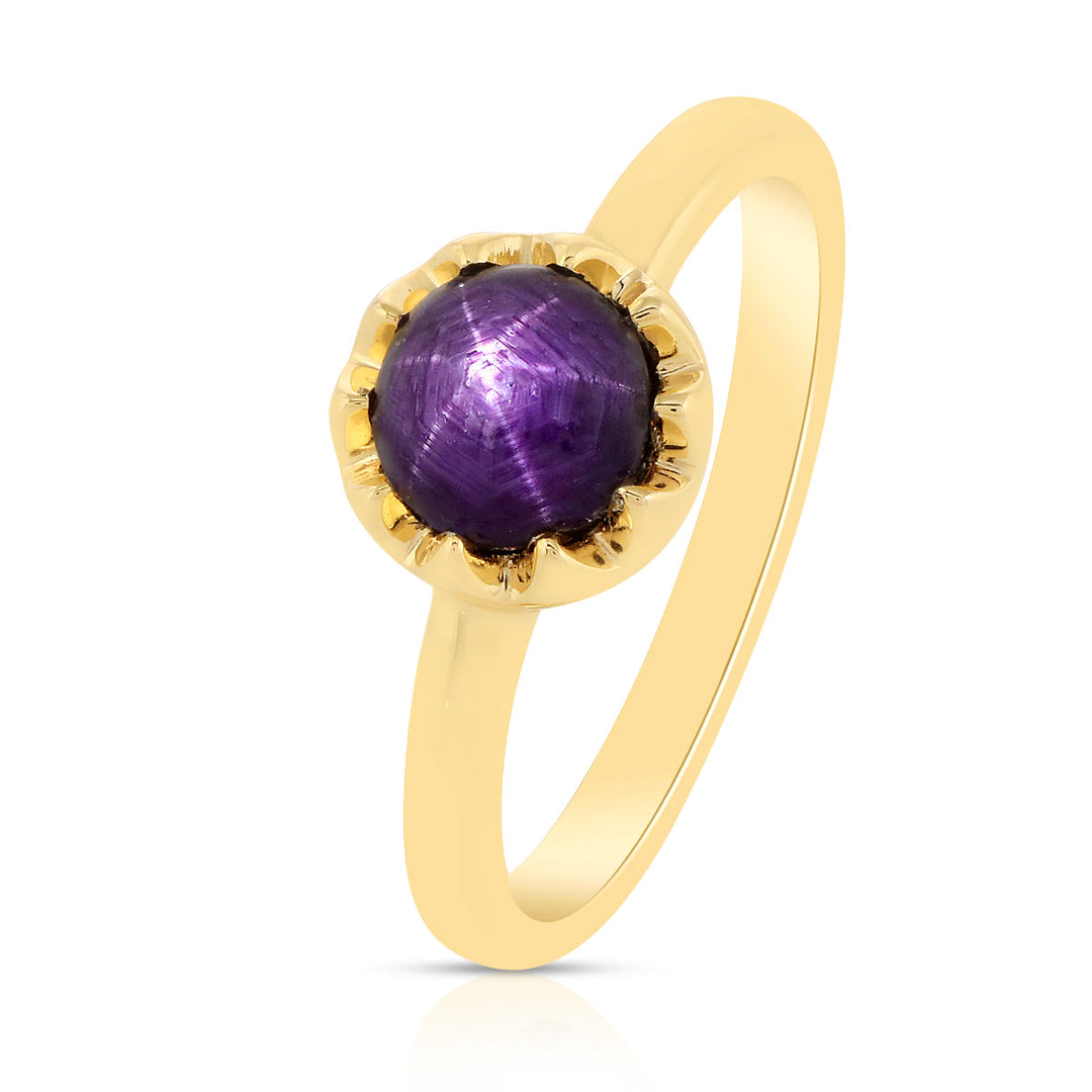 Purple Star Ruby Silver Ring