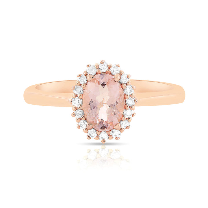 Morganite with Accents Halo Silver Ring