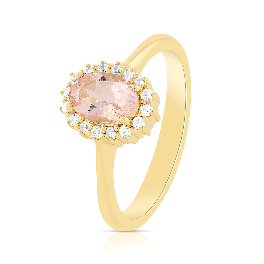 Morganite with Accents Halo Silver Ring