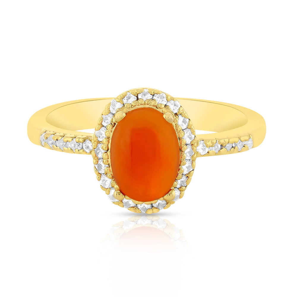 Carnelian Halo Silver Ring