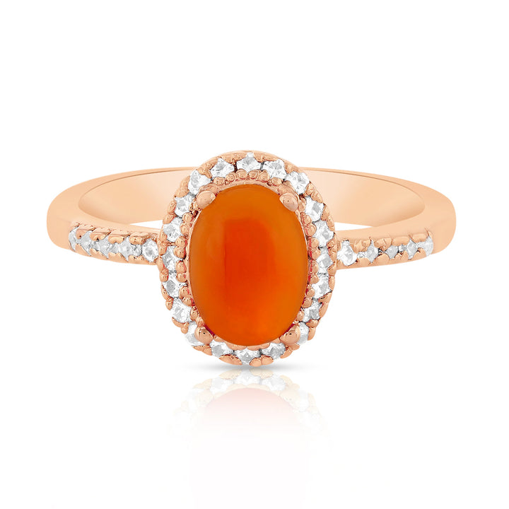 Carnelian Halo Silver Ring