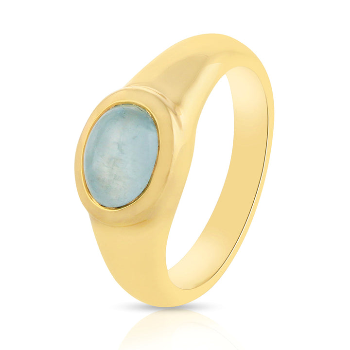 Aquamarine Cabochon Silver Ring