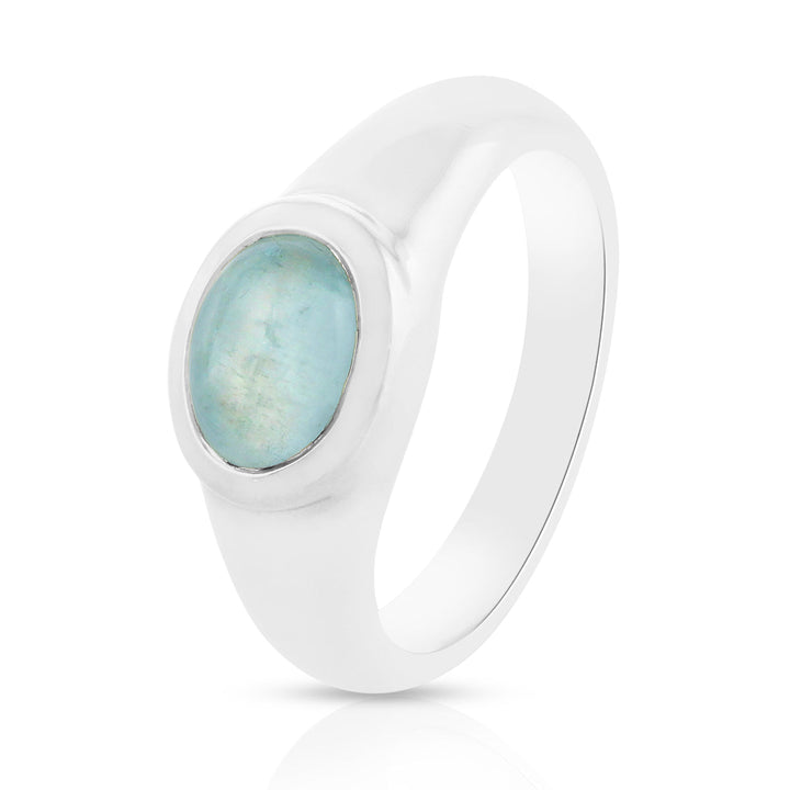 Aquamarine Cabochon Silver Ring