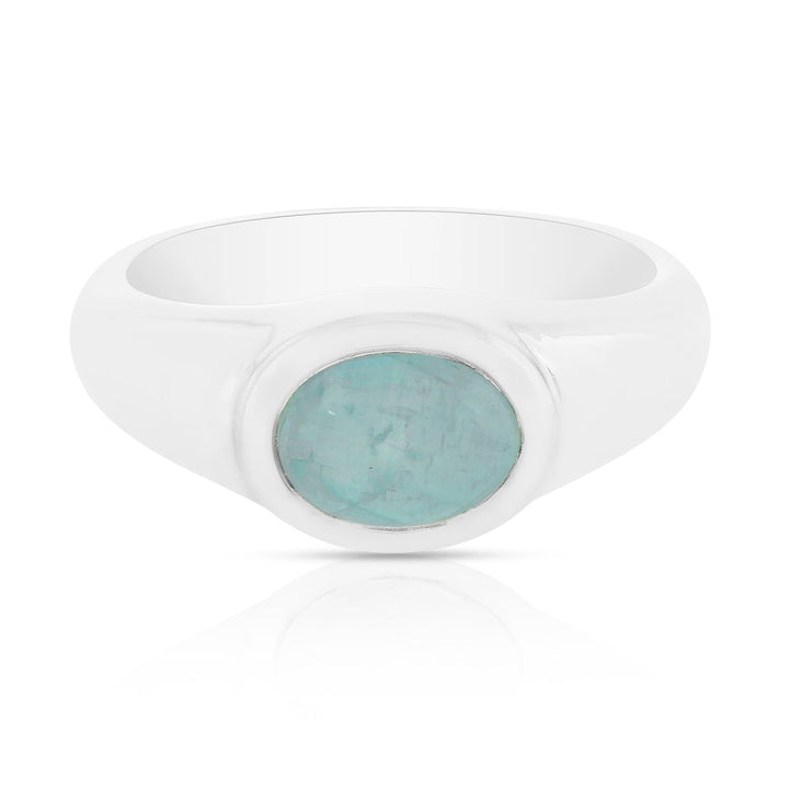 Aquamarine Cabochon Silver Ring