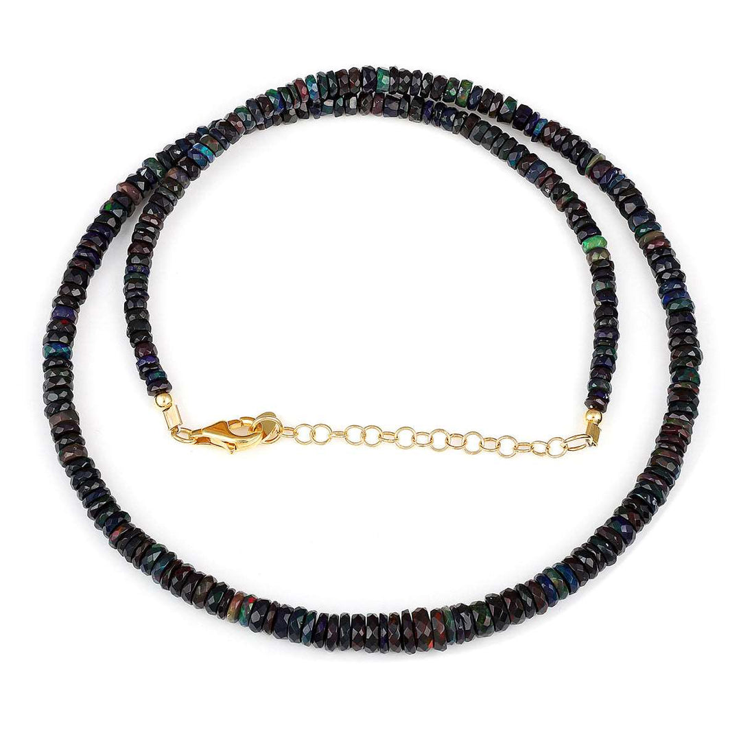 Black Ethiopian Opal Silver Necklace