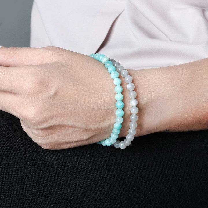 Amazonite and Moonstone Couple Bracelets