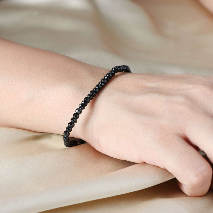 Black Spinel Beads Stretch Bracelet