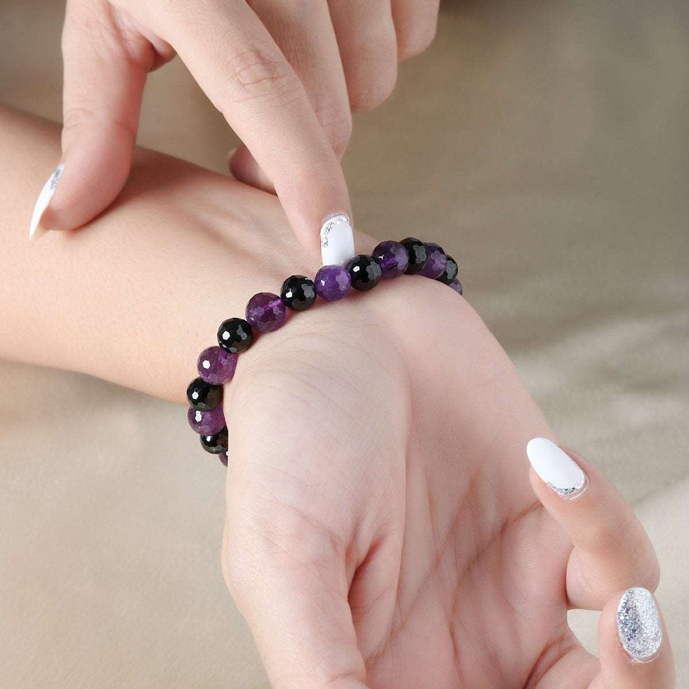 Amethyst and Black Spinel Stretch Bracelet