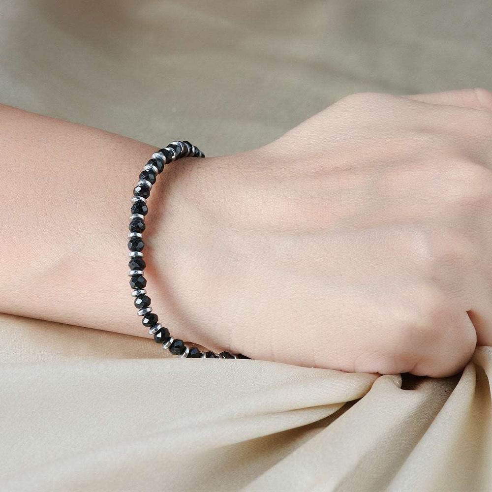 Black Spinel and Hematite Silver Bracelet