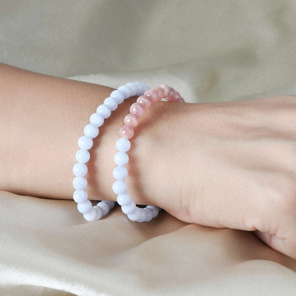 Blue Lace Agate and Rhodochrosite Stretch Bracelet