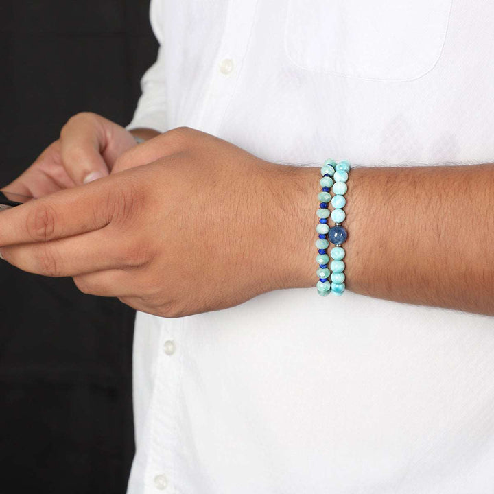 Amazonite and Lapis Stretch Bracelet