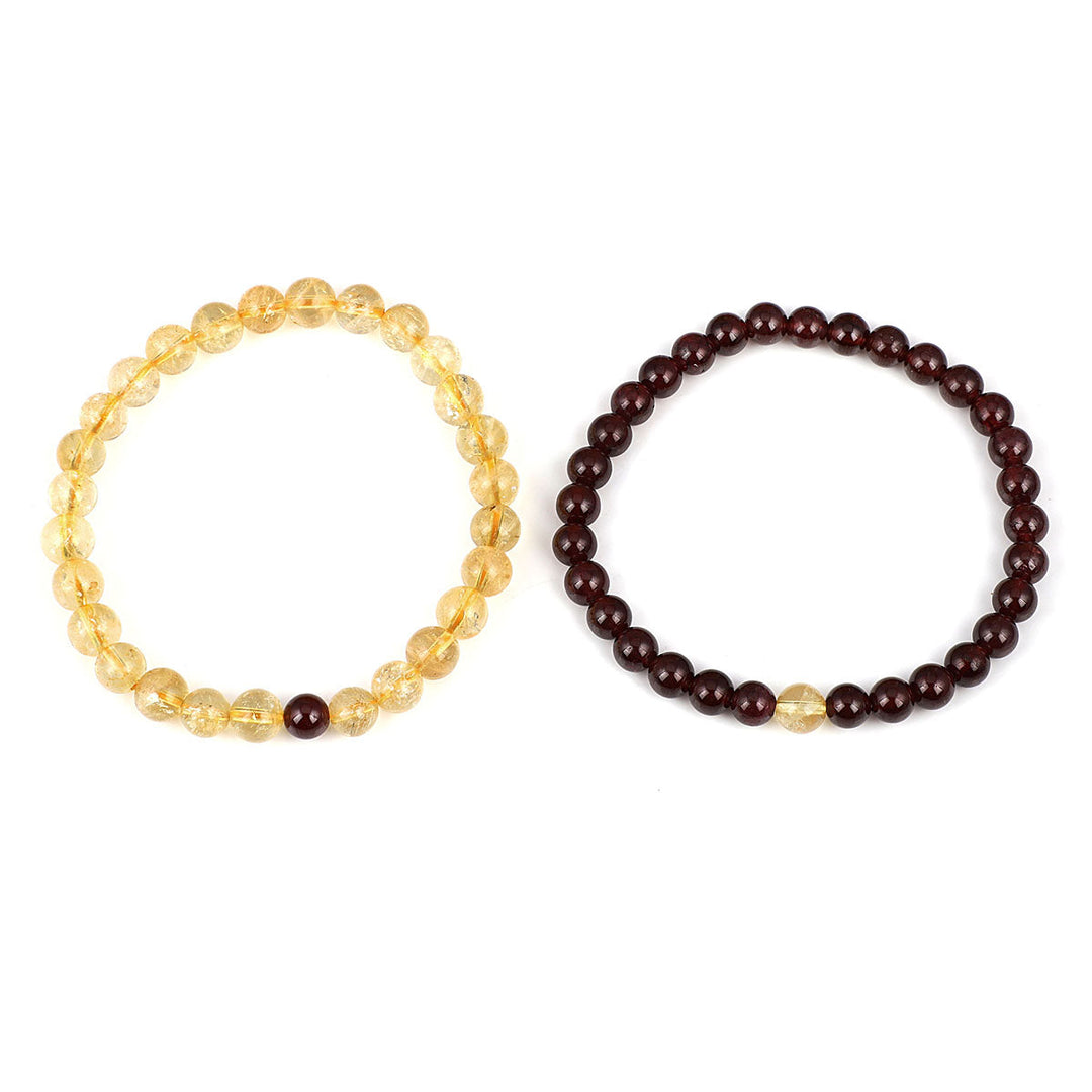 Citrine and Garnet Couple Bracelet