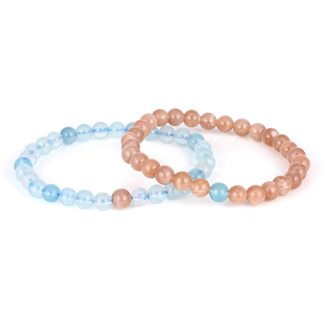 Aquamarine and Moonstone Couple Bracelets