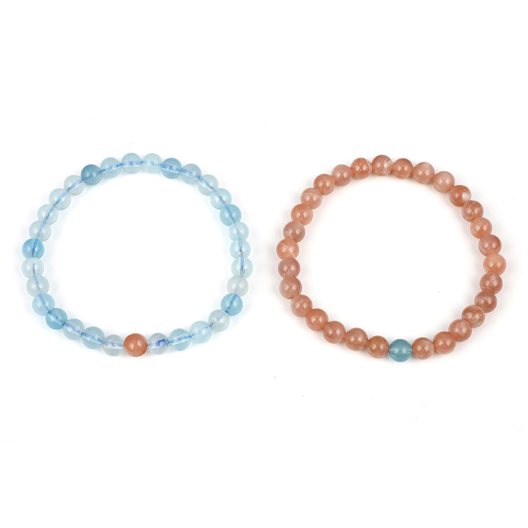 Aquamarine and Moonstone Couple Bracelets