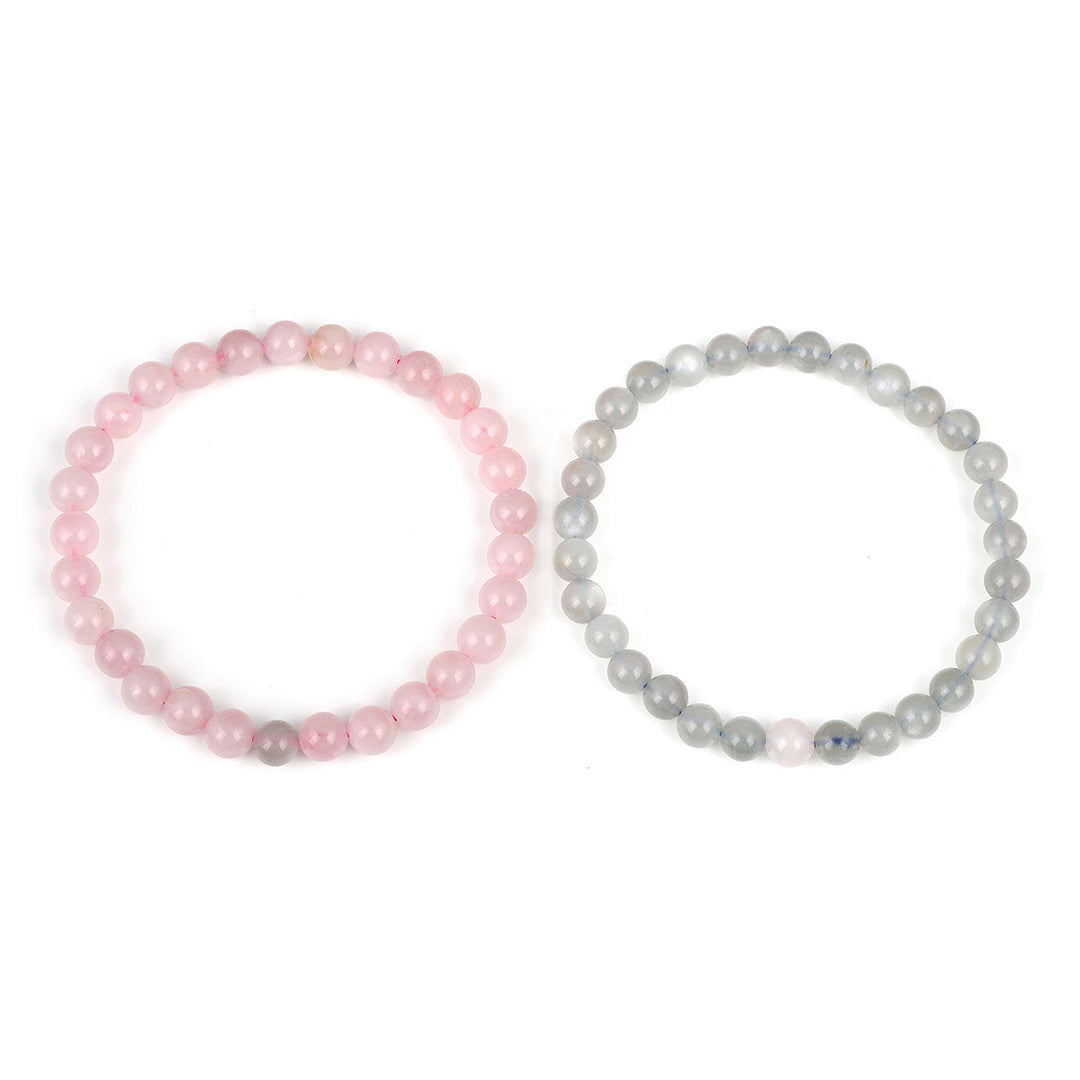 Rose Quartz and Moonstone Couple Bracelet