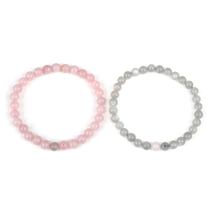 Rose Quartz and Moonstone Couple Bracelet