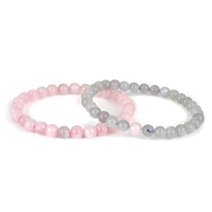 Rose Quartz and Moonstone Couple Bracelet