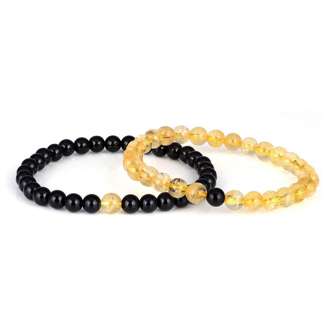 Citrine and Black Onyx Couple Bracelet