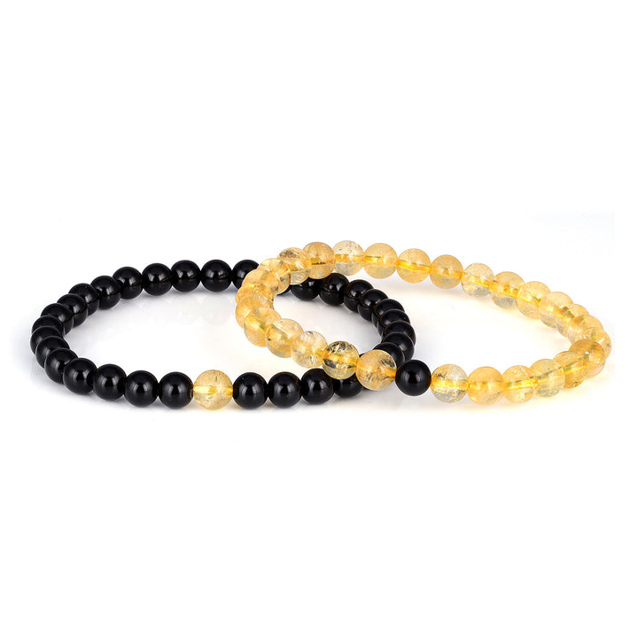 Citrine and Black Onyx Couple Bracelet