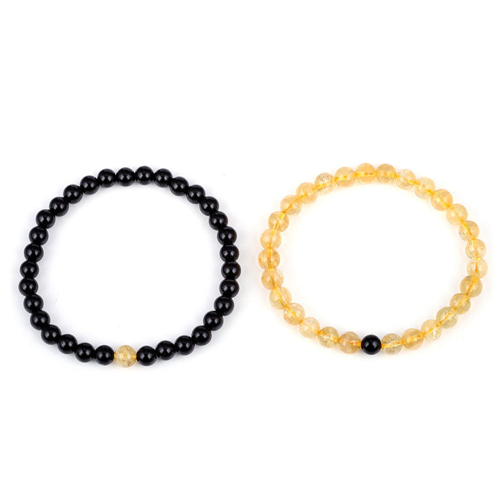 Citrine and Black Onyx Couple Bracelet