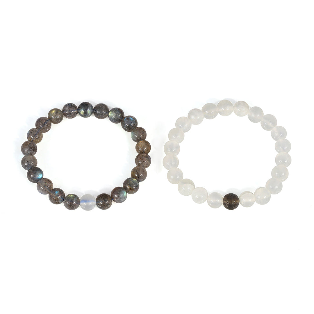 Labradorite and Selenite Couple Bracelet