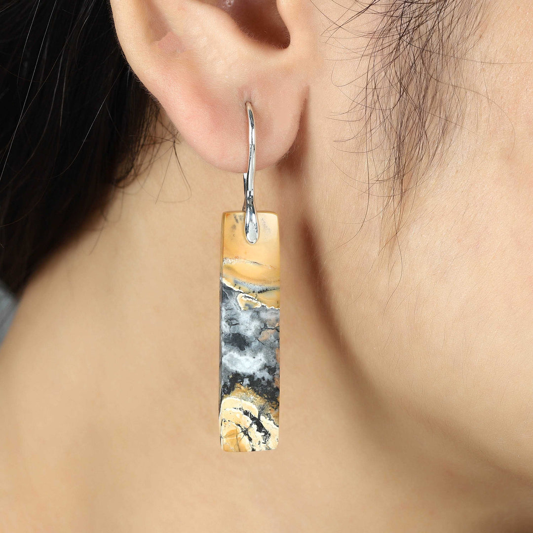 Maligano Jasper Silver Dangle Earrings